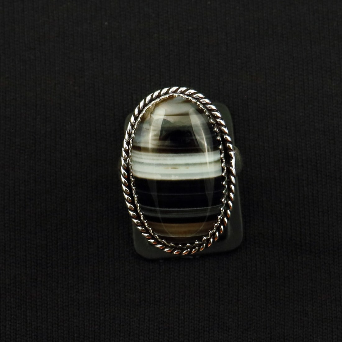 Natural Banded Agate 2 Micron Sterling Silver Plated Handmade Ring - 9MM ( Adjustable ): Product ID: 260722115314 Product - Handmade Silver Plated Ring Metal - 92.5 2 Micron Sterling Silver Plated Ring Size - 9MM ( Adjustable) Gemstone - Banded Agate Gemstone Origin - Brazil Gemstone Size