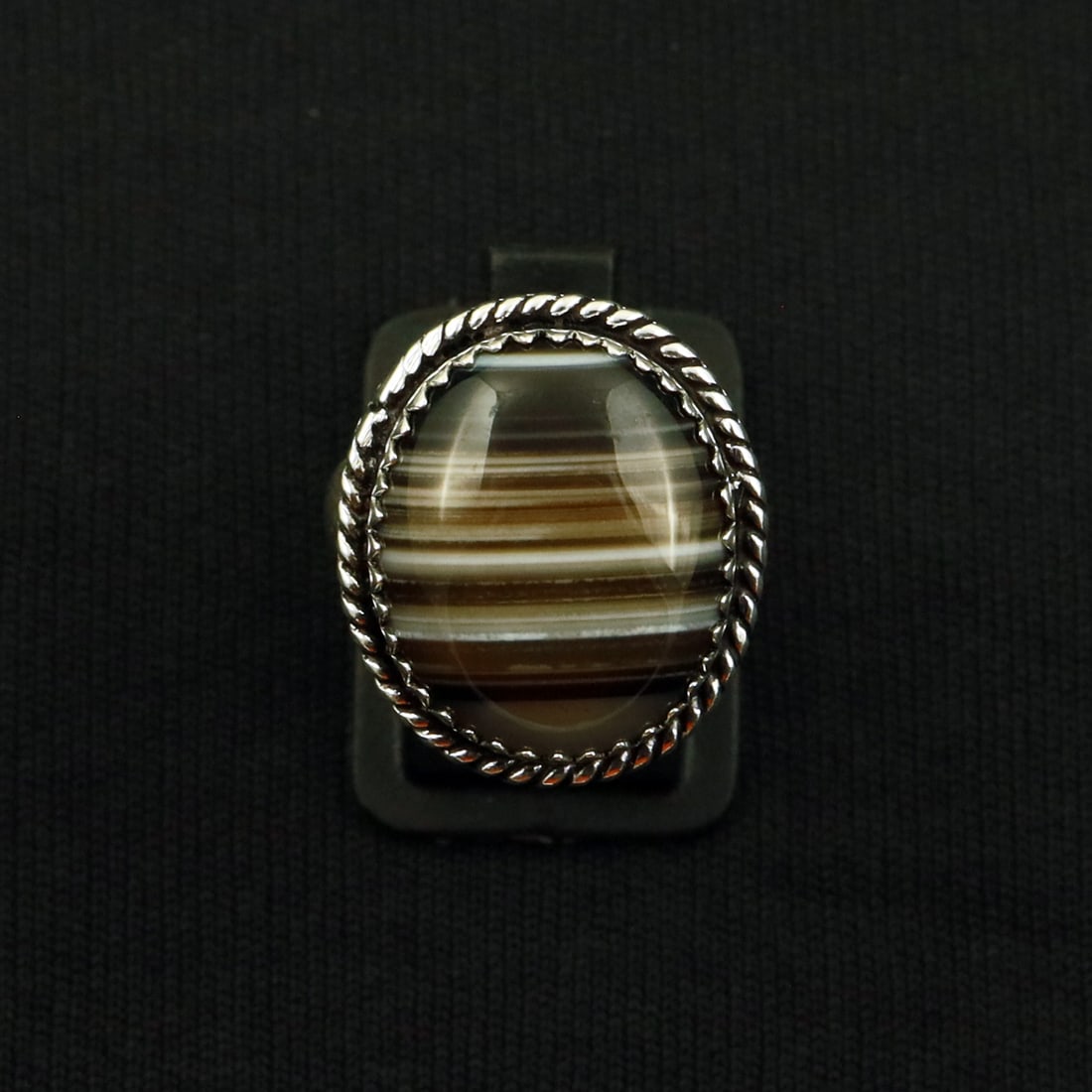 Natural Banded Agate 2 Micron Sterling Silver Plated Handmade Ring - 9MM ( Adjustable ): Product ID: 260722114820 Product - Handmade Silver Plated Ring Metal - 92.5 2 Micron Sterling Silver Plated Ring Size - 9MM ( Adjustable) Gemstone - Banded Agate Gemstone Origin - Brazil Gemstone Size