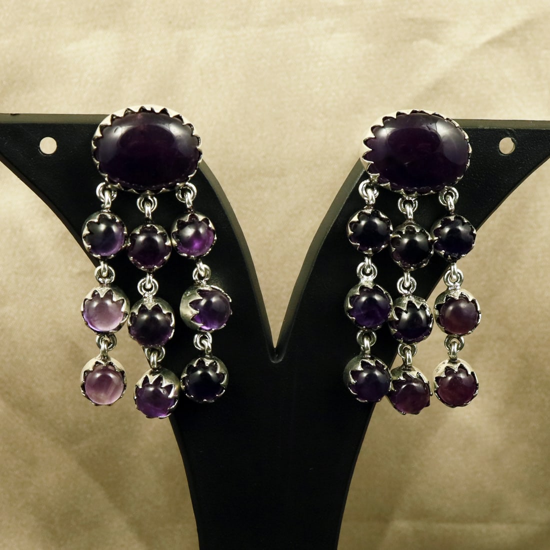Natural Amethyst Sterling Silver Plated Handmade Stud Earring: Product ID: 260715095157 Product - Handmade Silver Plated Stud Earring Metal - 92.5 Sterling Silver Plated Earring Type - Stud Gemstone - Amethyst Gemstone Origin - Africa Gemstone Size - 12X16 MM ( 2