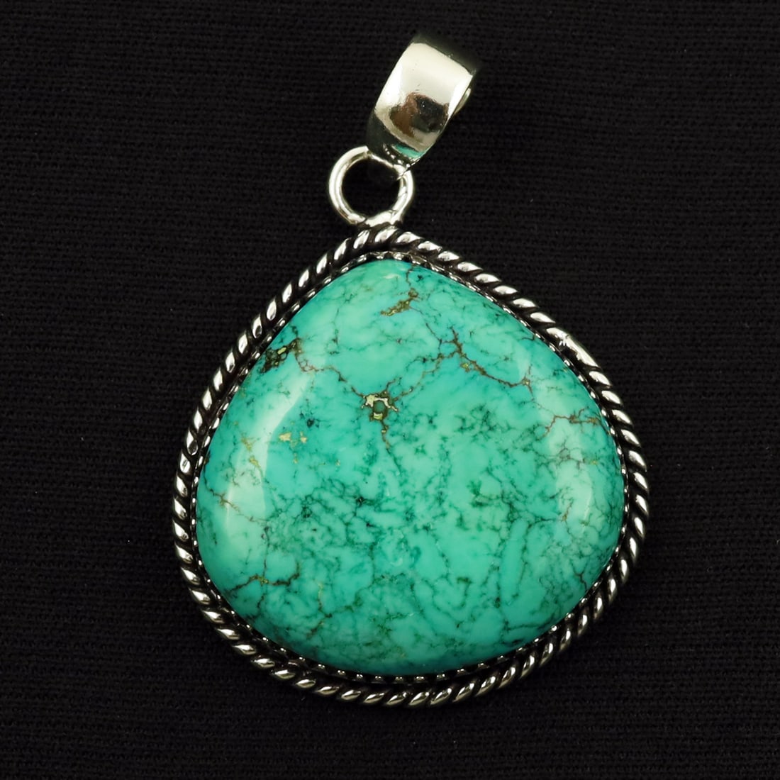 Natural Turquoise Sterling Silver Plated Handmade Pendant (1 of 3)