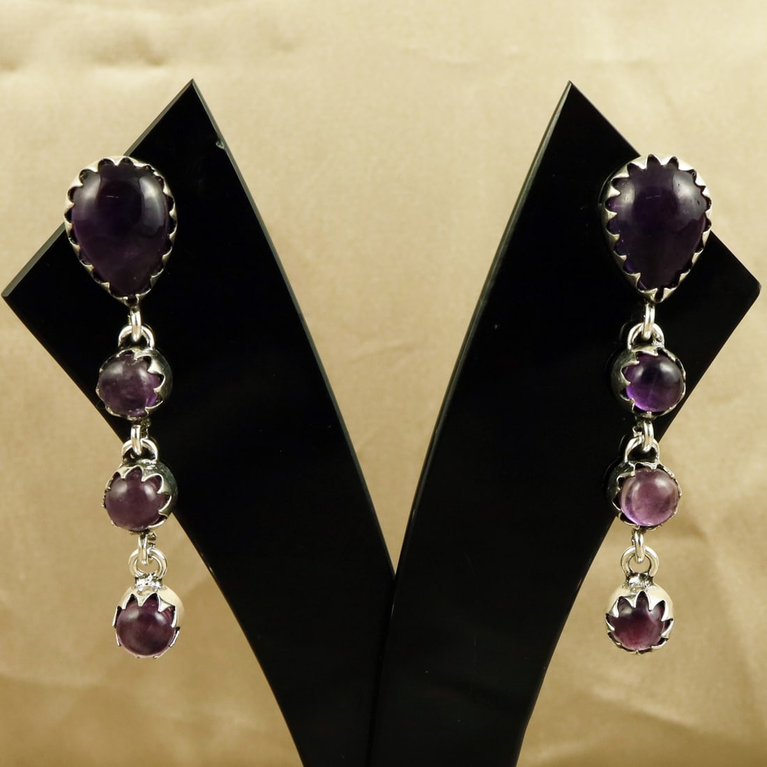 Natural Amethyst Sterling Silver Plated Handmade Stud Earring: Product ID: 260708162002 Product - Handmade Silver Plated Stud Earring Metal - 92.5 Sterling Silver Plated Earring Type - Stud Gemstone - Amethyst Gemstone Origin - Africa Gemstone Size - 10X14 MM ( 2