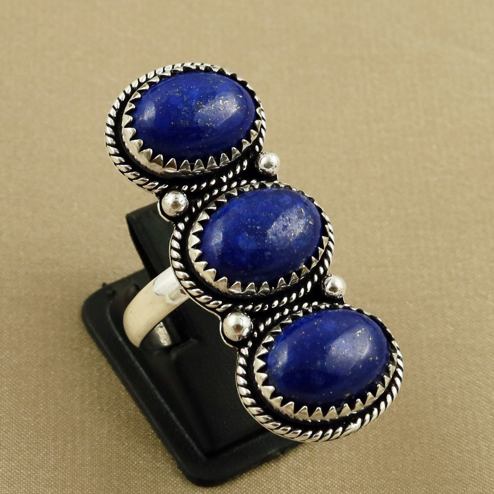 Natural Lapis Lazuli Sterling Silver Plated Handmade Ring - 9.5MM: Product ID: 260703124912 Product - Handmade Silver Plated Ring Metal - 92.5 Sterling Silver Plated Ring Size - 9.5MM Gemstone - Lapis Lazuli Gemstone Origin - Afghanistan Gemstone Size - 10X14 MM ( 3 