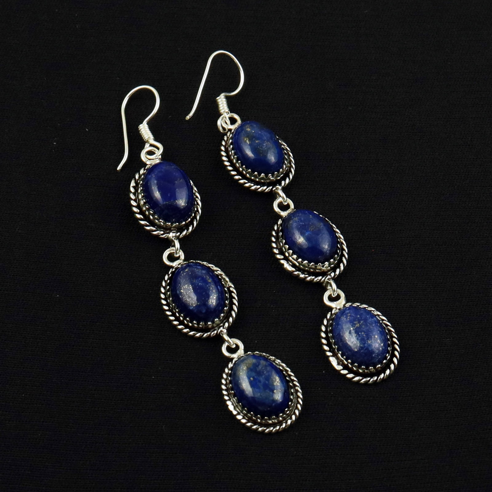 Natural Lapis Lazuli Sterling Silver Plated Handmade Stud Earring (1 of 3)