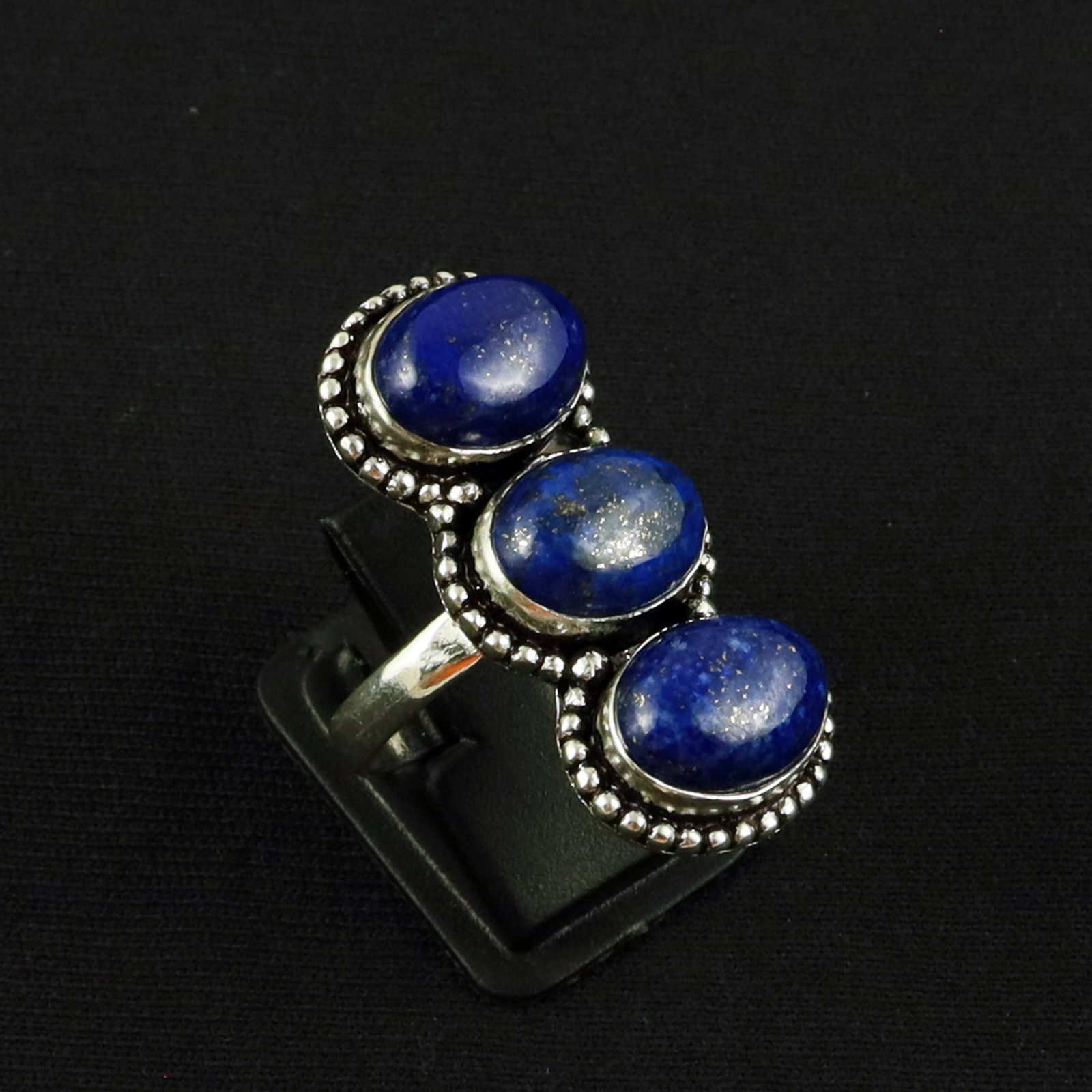 Natural Lapis Lazuli Sterling Silver Plated Handmade Ring - 10MM: Product ID: 260620132228 Product - Handmade Silver Plated Ring Metal - 92.5 Sterling Silver Plated Ring Size - 10MM Gemstone - Lapis Lazuli Gemstone Origin - Afghanistan Gemstone Size - 10X14 MM ( 3 S