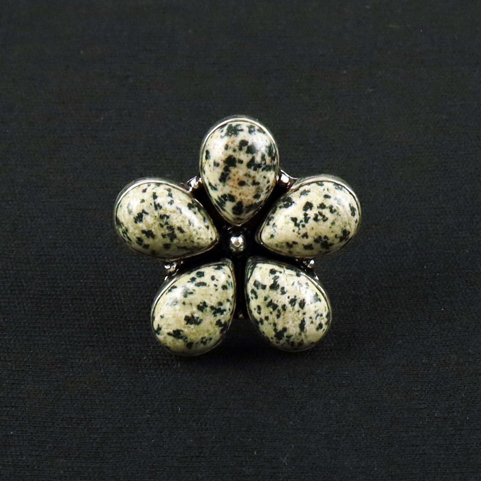 Natural Dalmatian Jasper Sterling Silver Plated Handmade Ring - 7MM: Product ID: 260620131758 Product - Handmade Silver Plated Ring Metal - 92.5 Sterling Silver Plated Ring Size - 7MM Gemstone - Dalmatian Jasper Gemstone Origin - Mexico Gemstone Size - 10X14 MM ( 5 Sto