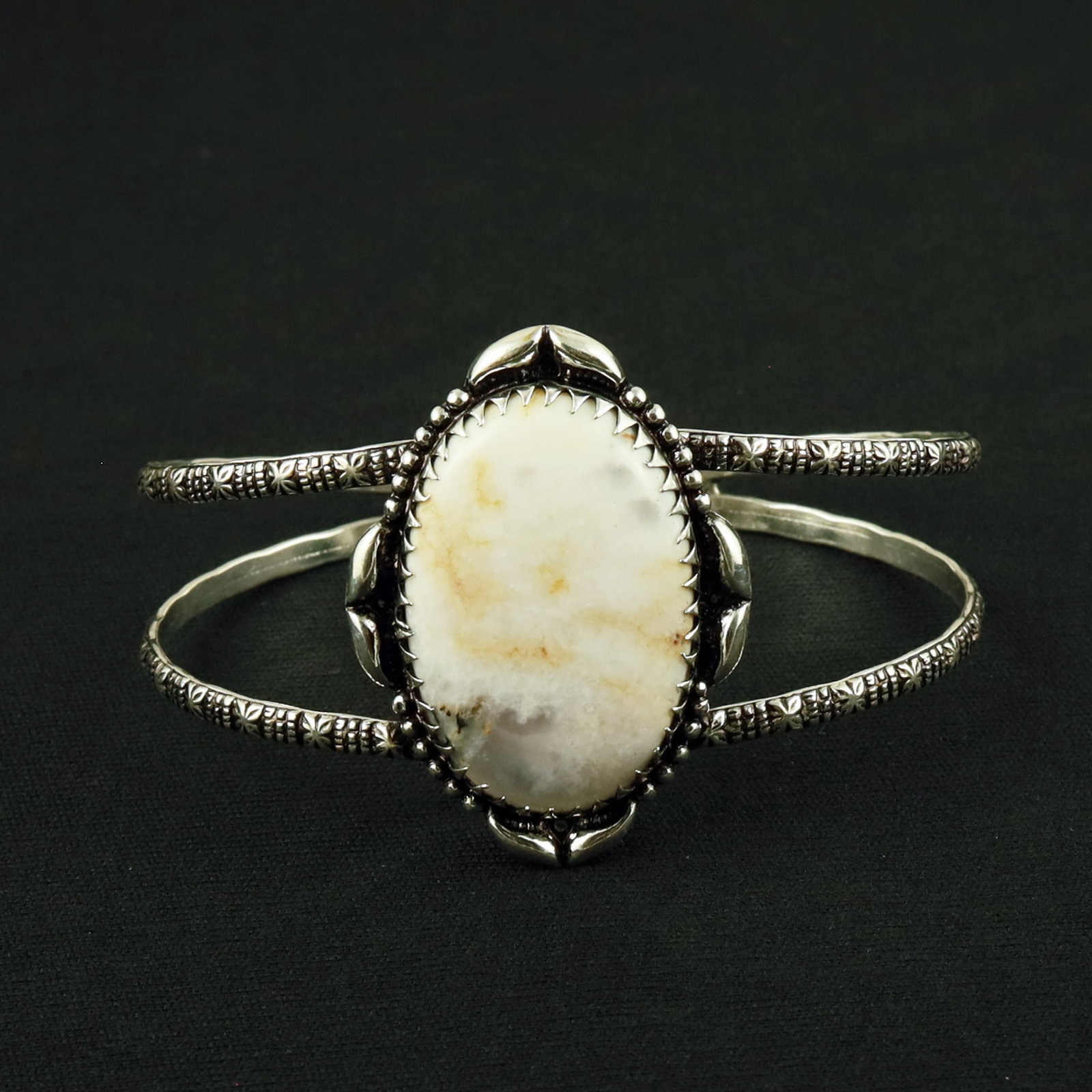 Natural Dendritic Opal Sterling Silver Plated Handmade Cuff Bangle: Product ID: 260611114546 Product - Handmade Silver Plated Cuff Bangle Metal - 92.5 Sterling Silver Plated Bangle Size - 7.5x5.5 CM (Adjustable) Gemstone - Dendritic Opal Gemstone Origin - Australia Ge
