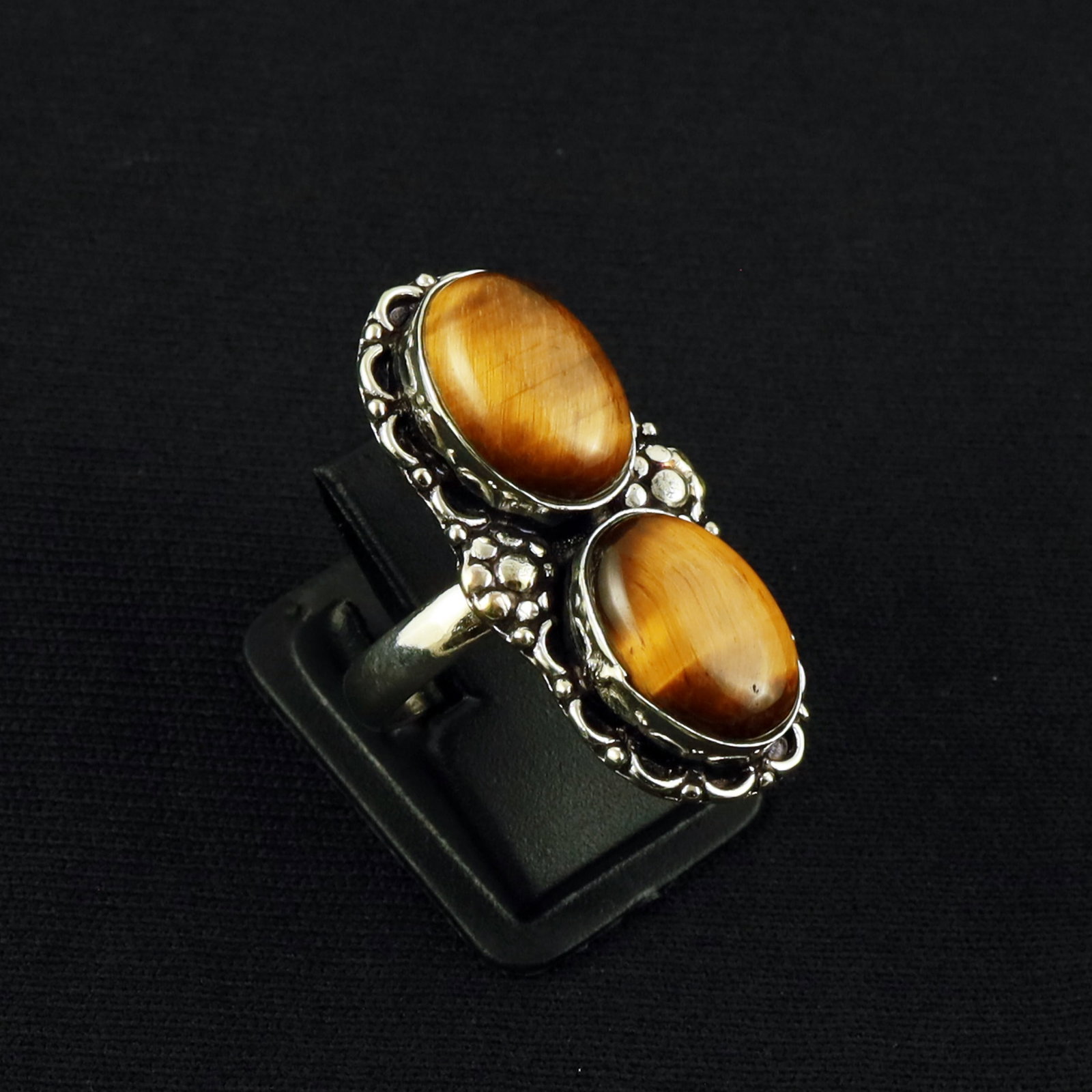 Natural Tiger Eye Sterling Silver Plated Handmade Ring - 8MM: Product ID: 260610142732 Product - Handmade Silver Plated Ring Metal - 92.5 Sterling Silver Plated Ring Size - 8MM Gemstone - Tiger Eye Gemstone Origin - Africa Gemstone Size - 10X14 MM ( 2 Stone ) Ge