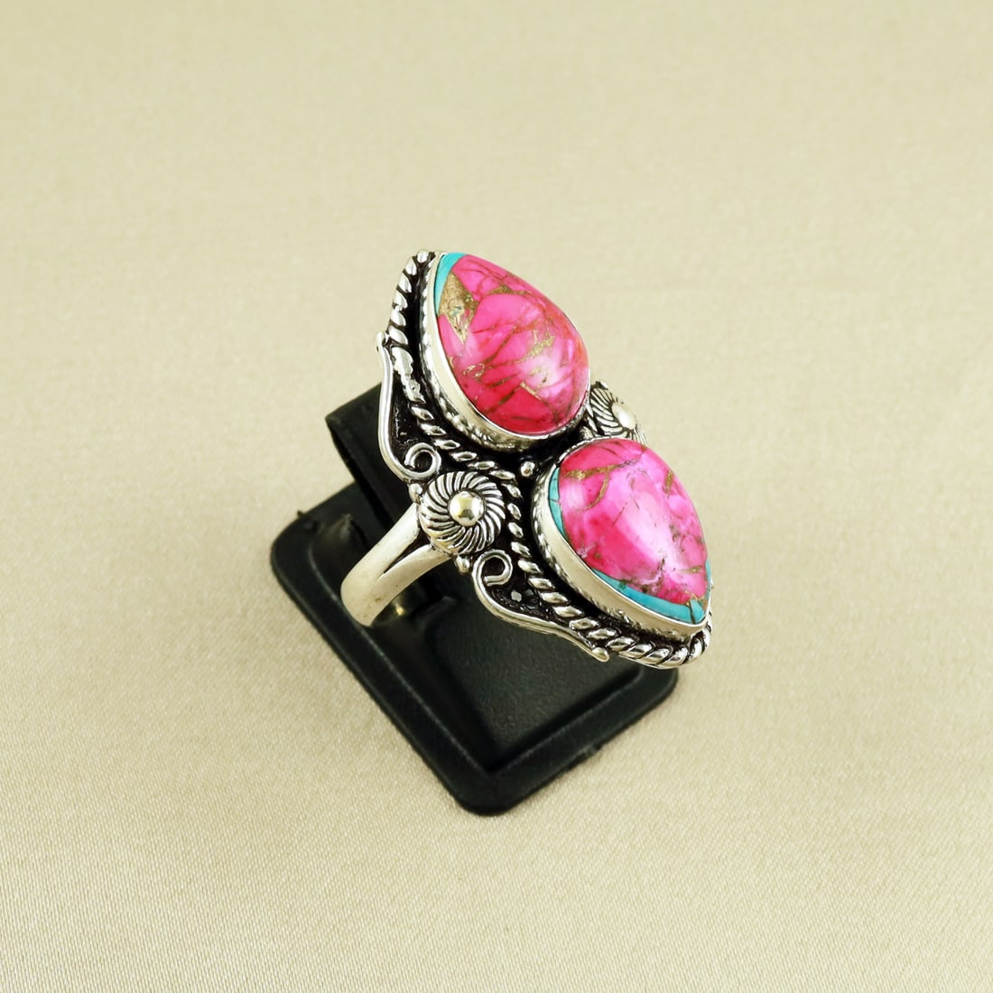 Natural Cotton Candy Sterling Silver Plated Handmade Ring - 9.5MM: Product ID: 260609132241 Product - Handmade Silver Plated Ring Metal - 92.5 Sterling Silver Plated Ring Size - 9.5MM Gemstone - Cotton Candy Gemstone Origin - United States Gemstone Size - 10X14 MM ( 