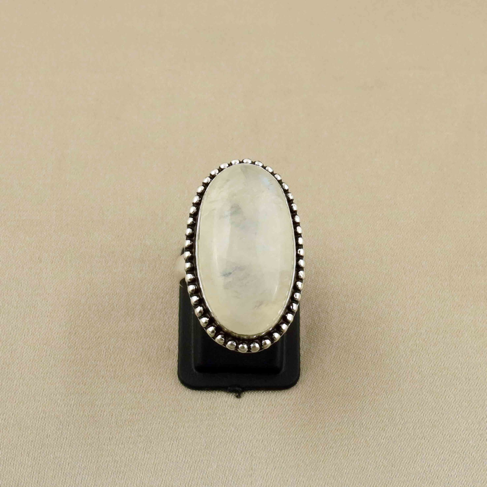Natural Rainbow Moonstone Sterling Silver Plated Handmade Ring - 7MM: Product ID: 260528145406 Product - Handmade Silver Plated Ring Metal - 92.5 Sterling Silver Plated Ring Size - 7MM Gemstone - Rainbow Moonstone Gemstone Origin - India Gemstone Size - 3X1.5 CM Gemston