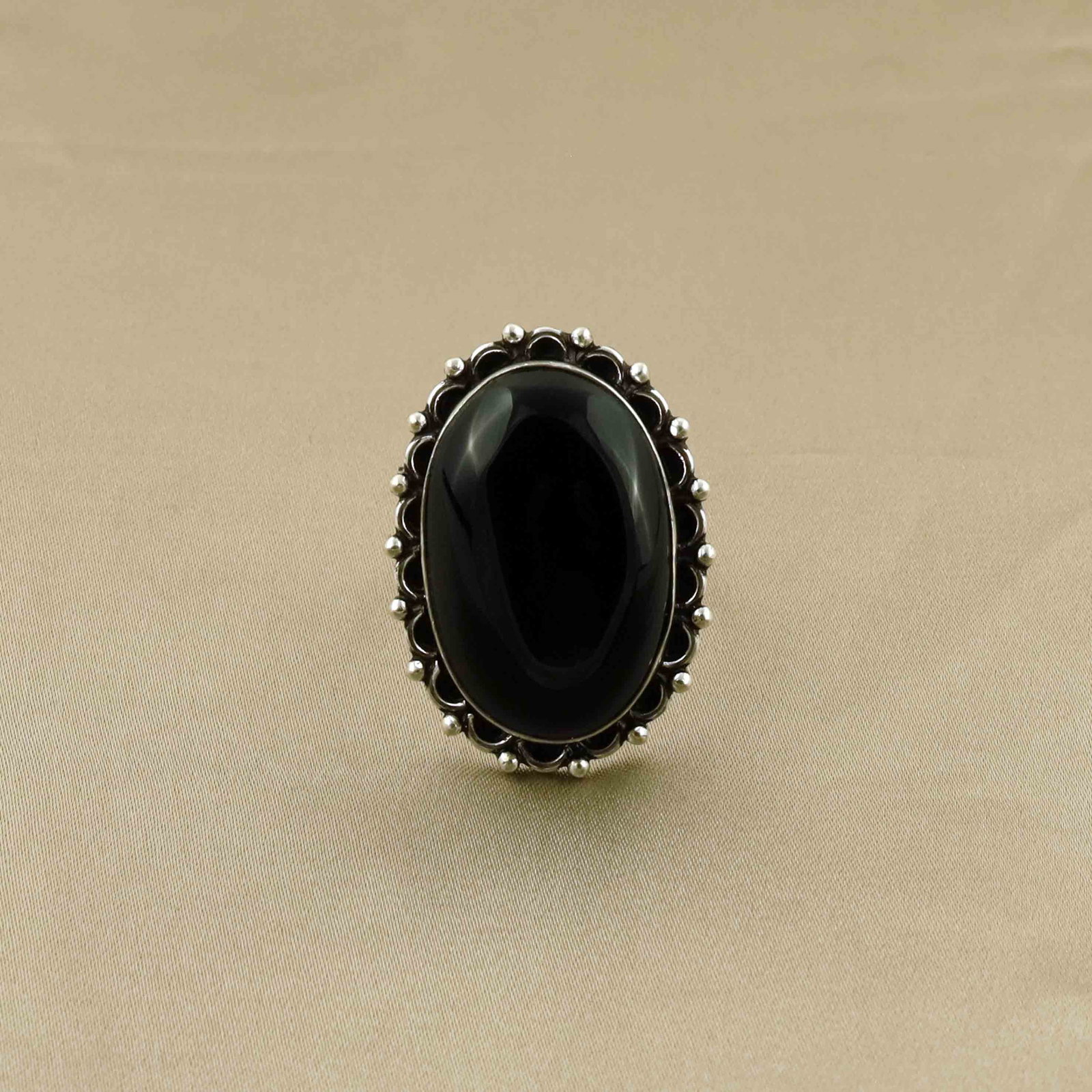 Natural Black Onyx Sterling Silver Plated Handmade Ring - 9MM: Product ID: 260528141123 Product - Handmade Silver Plated Ring Metal - 92.5 Sterling Silver Plated Ring Size - 9MM Gemstone - Black Onyx Gemstone Origin - India Gemstone Size - 3X2 CM Gemstone Shape -