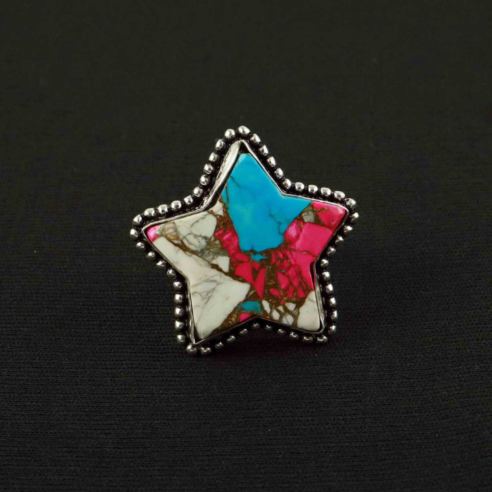 Natural Cotton Candy Sterling Silver Plated Handmade Star Ring - 6.5MM: Product ID: 260524114051 Product - Handmade Silver Plated Ring Metal - 92.5 Sterling Silver Plated Ring Size - 6.5MM Gemstone - Cotton Candy Gemstone Origin - United States Gemstone Size - 3X3 CM Gems