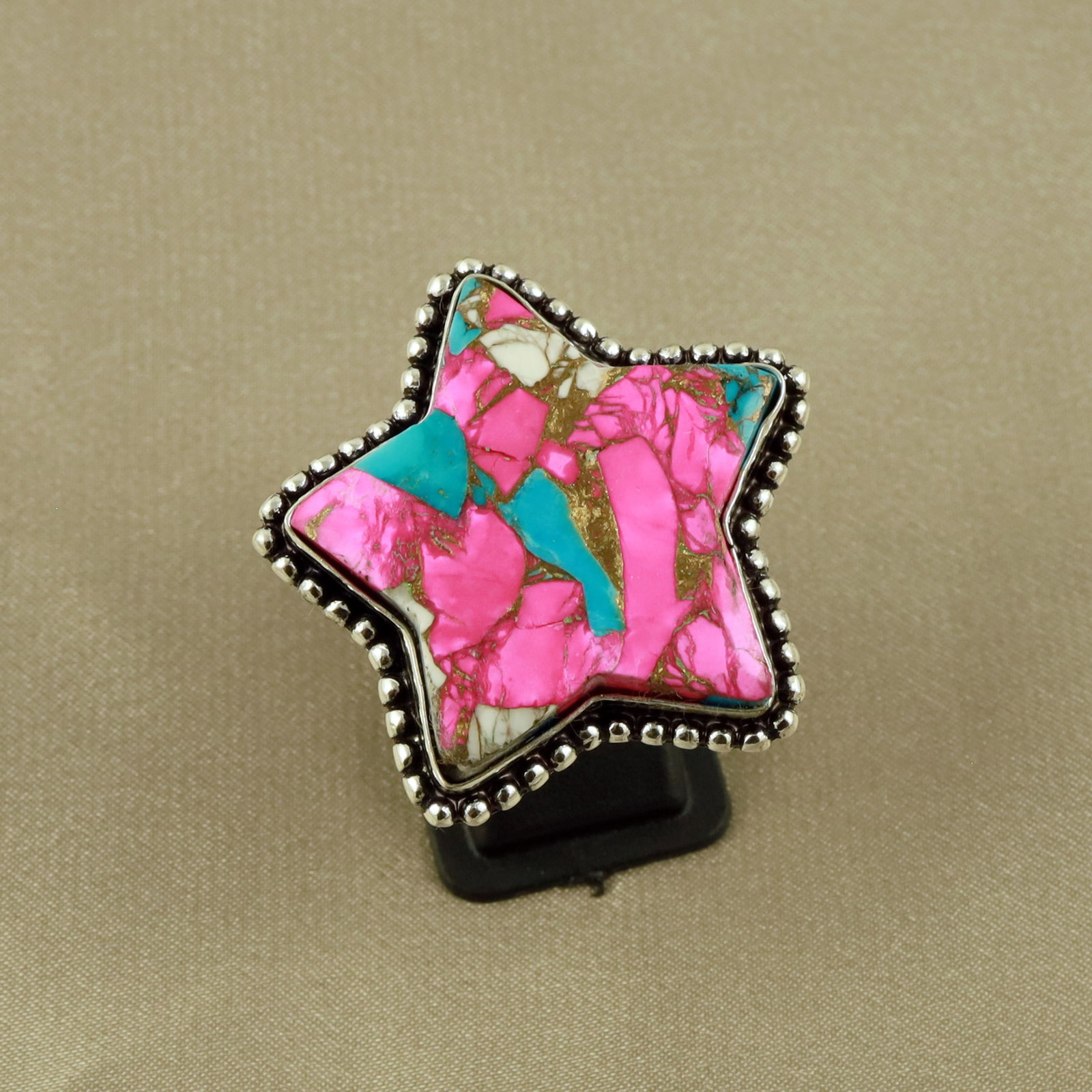 Natural Cotton Candy Silver Plated Handmade Star Ring - 10.5MM: Product ID: 260519144316 Product - Handmade Silver Plated Ring Metal - 92.5 Sterling Silver Plated Ring Size - 10.5MM Gemstone - Cotton Candy Agate Gemstone Origin - United States Gemstone Size - 3X3 