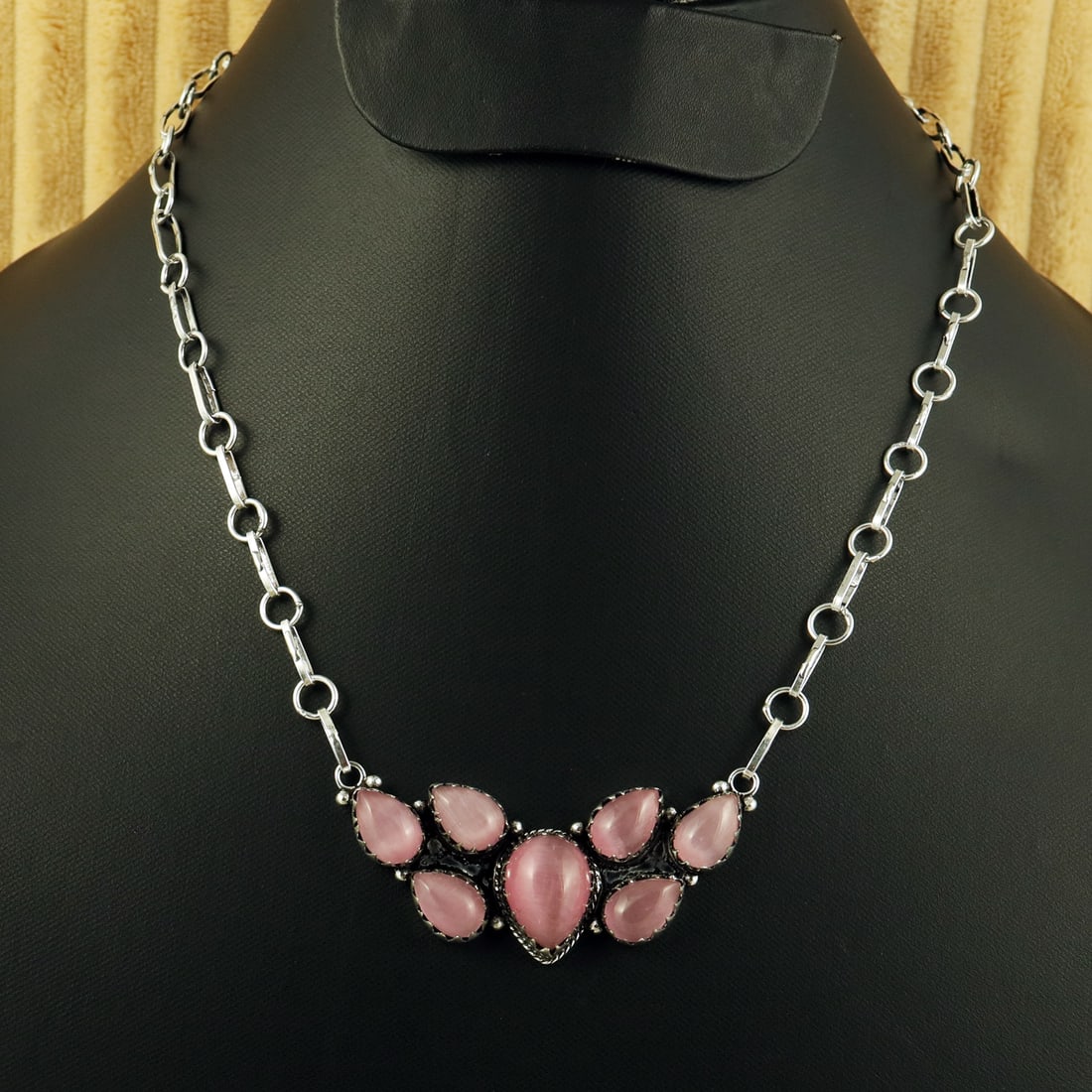 Natural Monalisa Sterling Silver Plated Handmade Necklace: Product ID: 260823143309 Product - Handmade Silver Plated Necklace Metal - 92.5 Sterling Silver Plated Necklace Length - 18 Inch Gemstone - Monalisa Gemstone Origin - India Gemstone Size - 12X16 MM ( 