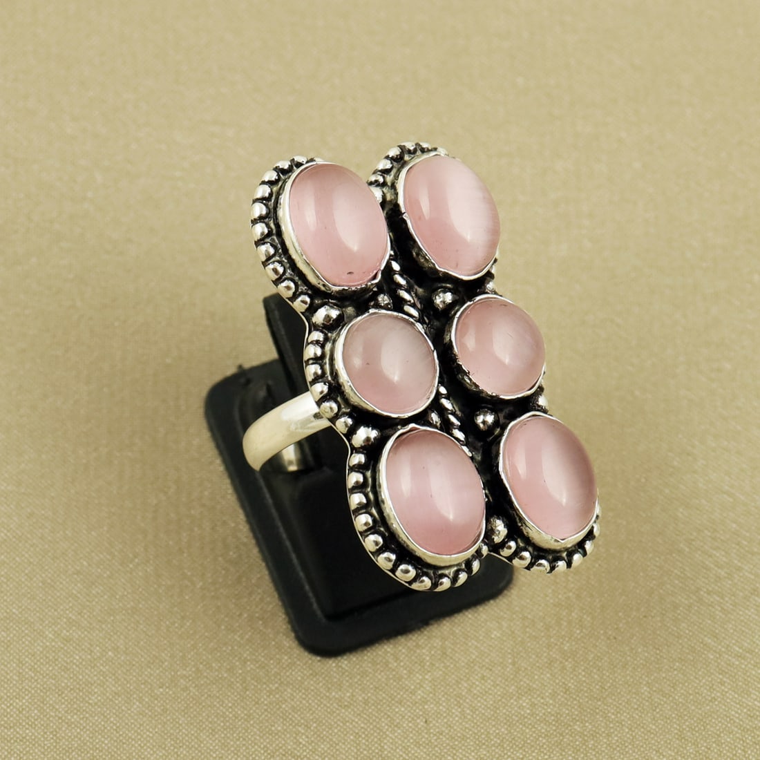 Natural Monalisa Sterling Silver Plated Handmade Ring - 7.5MM: Product ID: 260820104433 Product - Handmade Silver Plated Ring Metal - 92.5 Sterling Silver Plated Ring Size - 8.5MM Gemstone - Monalisa Gemstone Origin - India Gemstone Size - 8X10 ( 4 Stone ), 8MM (