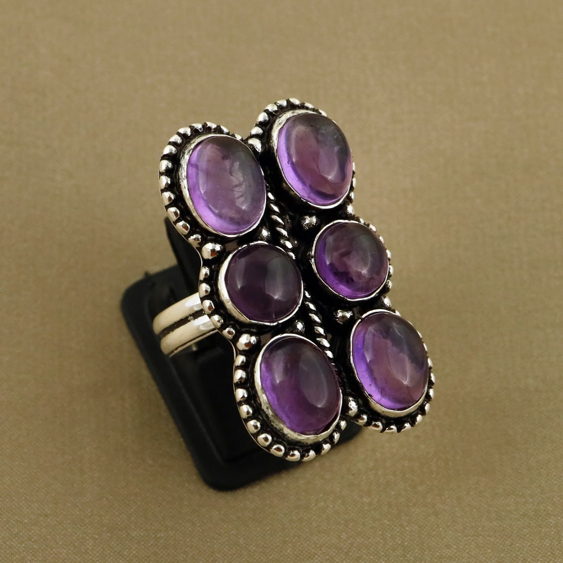 Natural Amethyst Sterling Silver Plated Handmade Ring - 7.5MM ( Adjustable ): Product ID: 260809131552 Product - Handmade Silver Plated Ring Metal - 92.5 Sterling Silver Plated Ring Size - 7.5MM ( Adjustable ) Gemstone - Amethyst Gemstone Origin - Africa Gemstone Size - 8MM ( 2