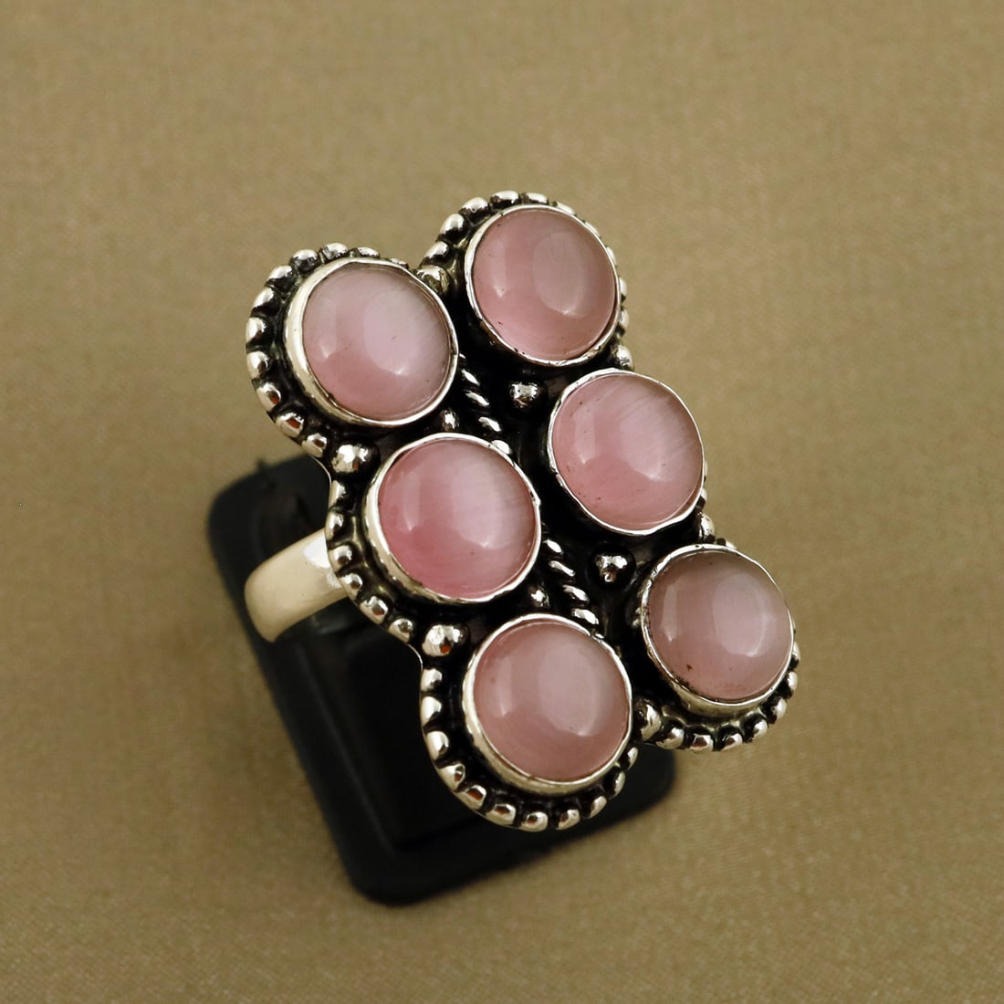 Natural Monalisa Sterling Silver Plated Handmade Ring - 9MM ( Adjustable ): Product ID: 260809130204 Product - Handmade Silver Plated Ring Metal - 92.5 Sterling Silver Plated Ring Size - 9MM ( Adjustable ) Gemstone - Monalisa Gemstone Origin - India Gemstone Size - 8MM ( 6 St