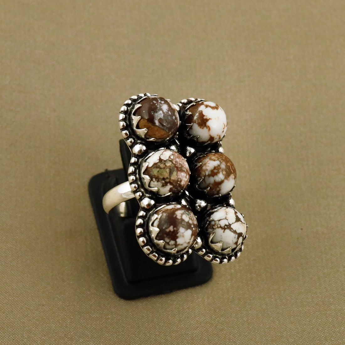Natural Wild Horse Sterling Silver Plated Handmade Ring - 6MM: Product ID: 260809124557 Product - Handmade Silver Plated Ring Metal - 92.5 Sterling Silver Plated Ring Size - 6MM Gemstone - Wild Horse Gemstone Origin - United States Gemstone Size - 8MM ( 6 Stone )