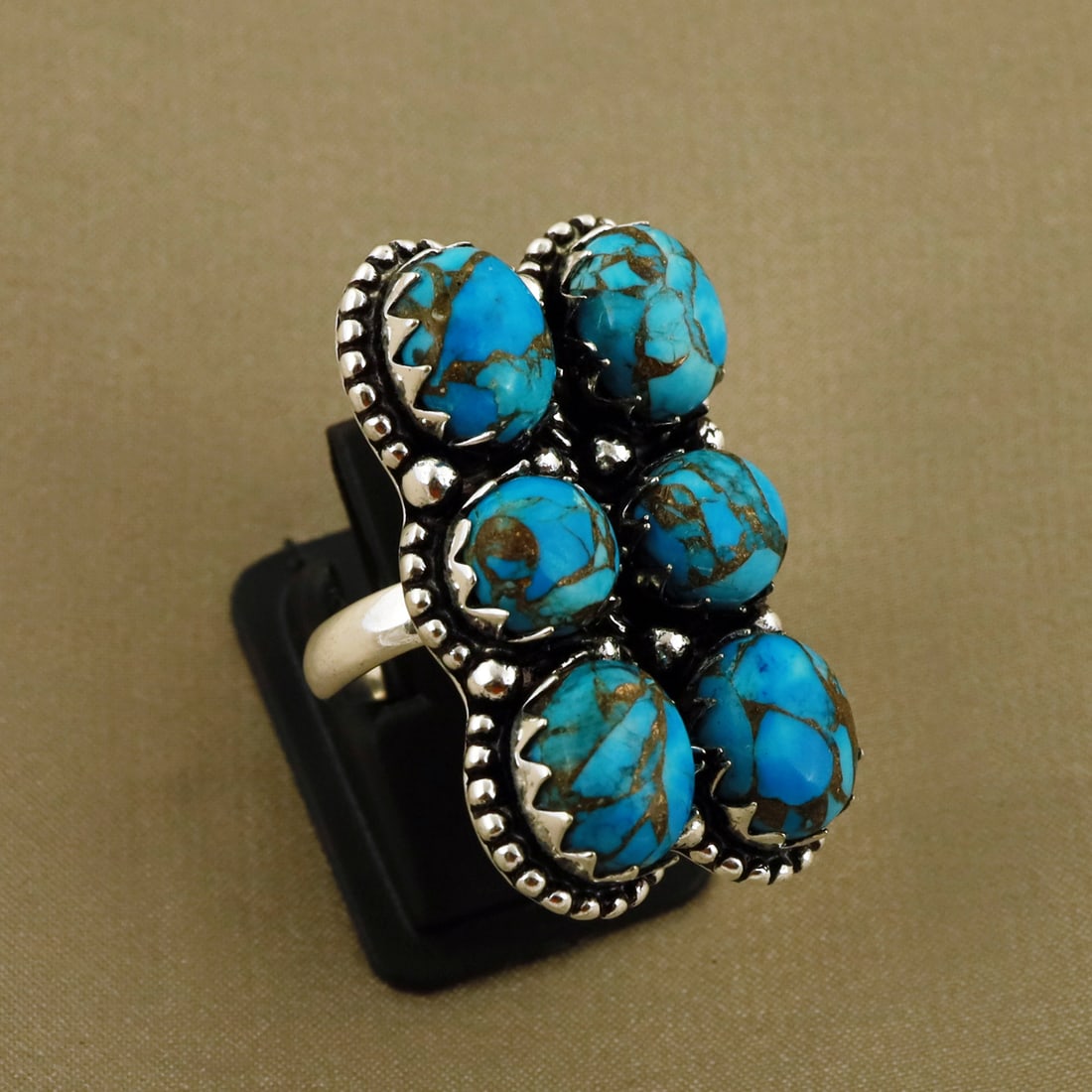 Natural Kingman Turquoise Sterling Silver Plated Handmade Ring - 5.5MM: Product ID: 260809122819 Product - Handmade Silver Plated Ring Metal - 92.5 Sterling Silver Plated Ring Size - 5.5MM Gemstone - Kinmgman Turquoise Gemstone Origin - United States Gemstone Size - 8MM (