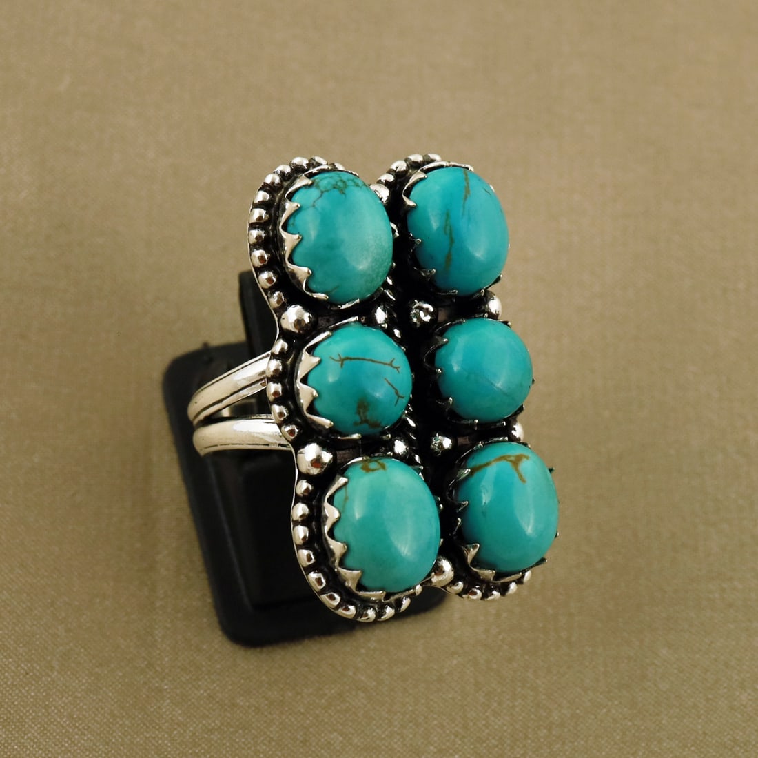 Natural Turquoise Sterling Silver Plated Handmade Ring - 7MM: Product ID: 260808182538 Product - Handmade Silver Plated Ring Metal - 92.5 Sterling Silver Plated Ring Size - 7MM Gemstone - Turquoise Gemstone Origin - Tibet Gemstone Size - 8 MM ( 2 Stone ), 8X10 M