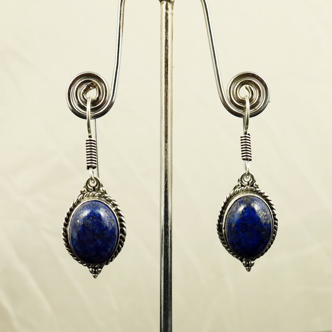 Natural Lapis Lazuli Sterling Silver Plated Handmade Stud Earring: Product ID: 260722100416 Product - Handmade Silver Plated Stud Earring Metal - 92.5 Sterling Silver Plated Earring Type - Stud Gemstone - Lapis Lazuli Gemstone Origin - Afghanistan Gemstone Size - 12X