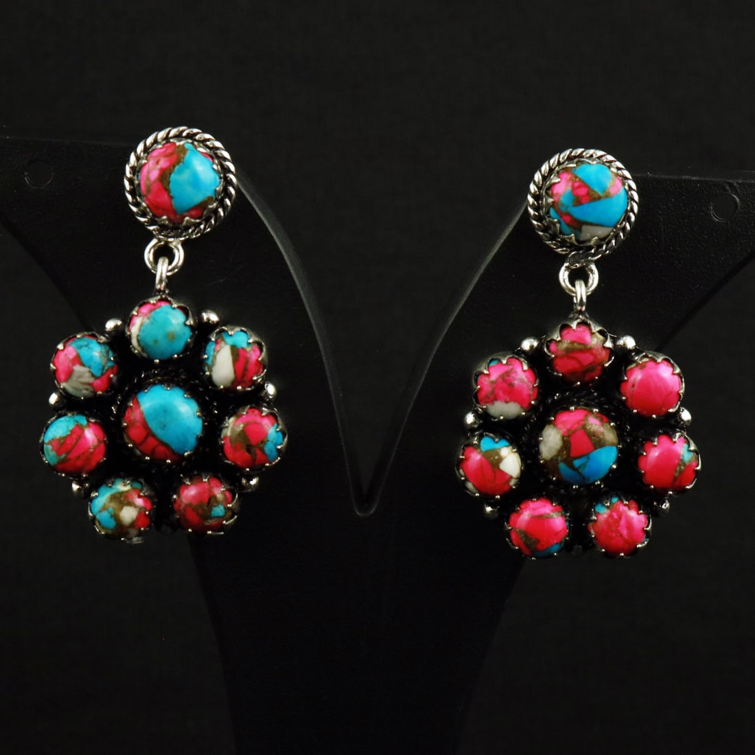 Natural Cotton Candy Sterling Silver Plated Handmade Stud Earring: Product ID: 260720150405 Product - Handmade Silver Plated Stud Earring Metal - 92.5 Sterling Silver Plated Earring Type - Stud Gemstone - Cotton Candy Gemstone Origin - United States Gemstone Size - 8