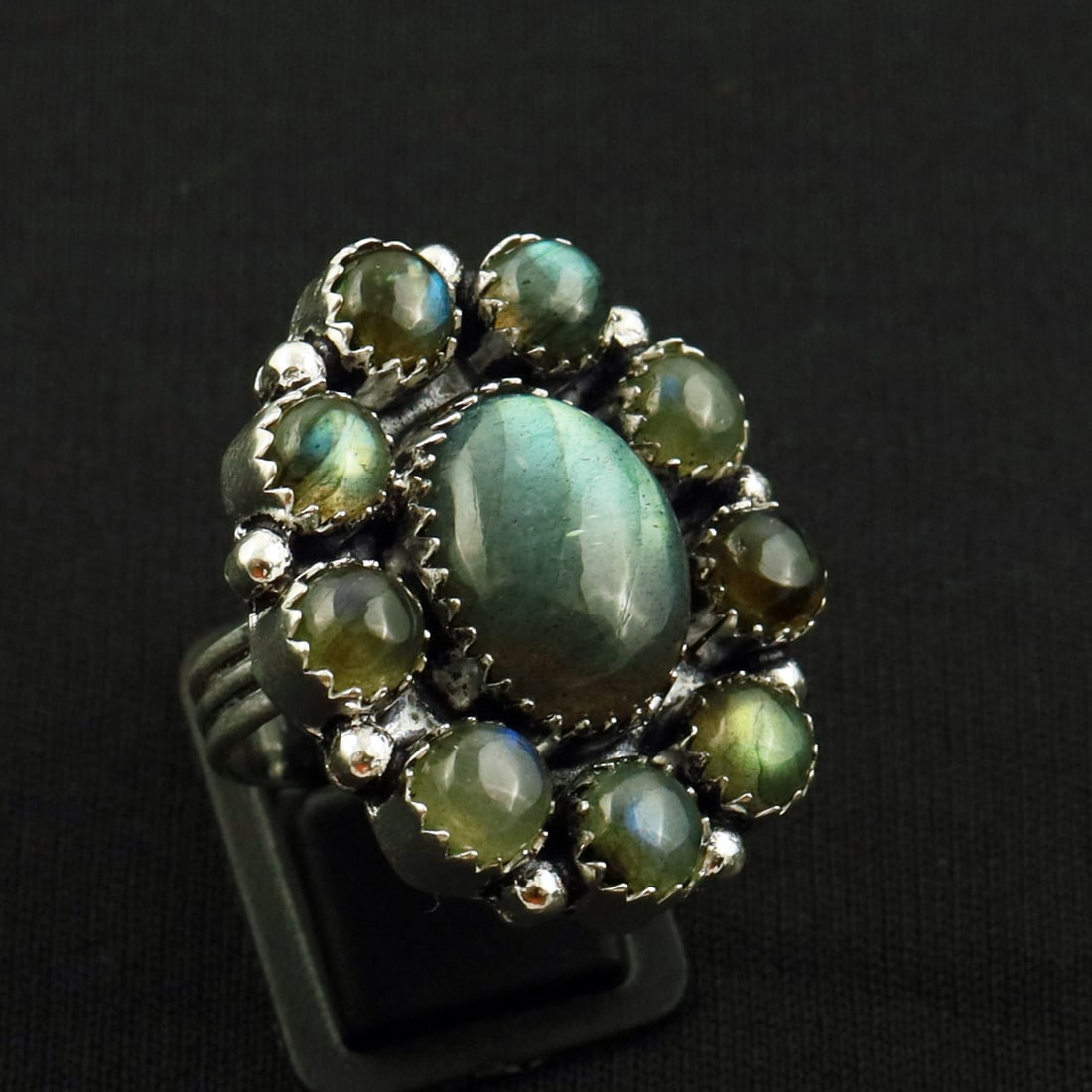 Natural Labradorite Sterling Silver 2-Micron Plated Handmade Ring - 7.5MM: Product ID: 260717152919 Product - Handmade Silver Plated Ring Metal - 92.5 2-Micron Sterling Silver Plated Ring Size - 7.5MM Gemstone - Labradorite Gemstone Origin - Canada Gemstone Size - 12X16 MM (