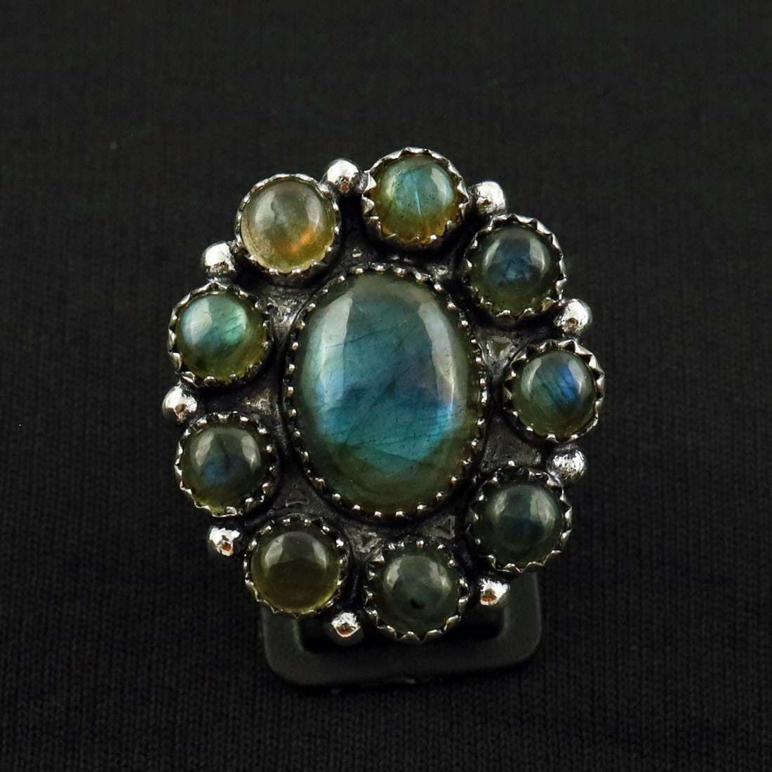 Natural Labradorite 2-Micron Sterling Silver Plated Handmade Ring - 7.5MM: Product ID: 260717152717 Product - Handmade Silver Plated Ring Metal - 2-Micron Sterling Silver Plated Ring Size - 7.5MM Gemstone - Labradorite Gemstone Origin - Canada Gemstone Size - 12X16 MM ( 1 St