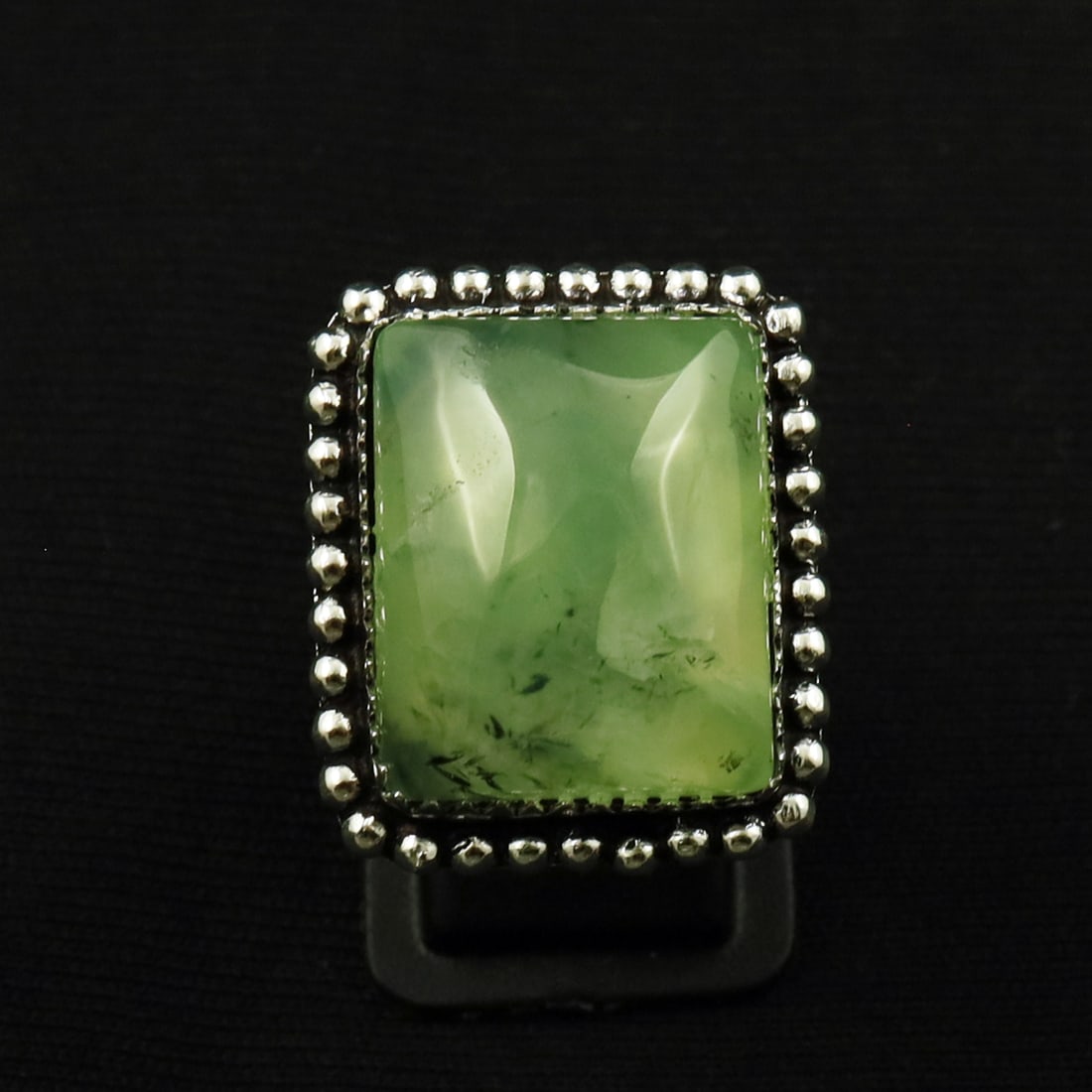 Natural Prehnite Sterling Silver Plated Handmade Ring - 8.5MM: Product ID: 260711185550 Product - Handmade Silver Plated Ring Metal - 92.5 Sterling Silver Plated Ring Size - 8.5MM Gemstone - Prehnite Gemstone Origin - South Africa Gemstone Size - 3.5X1.5 CM Gemst
