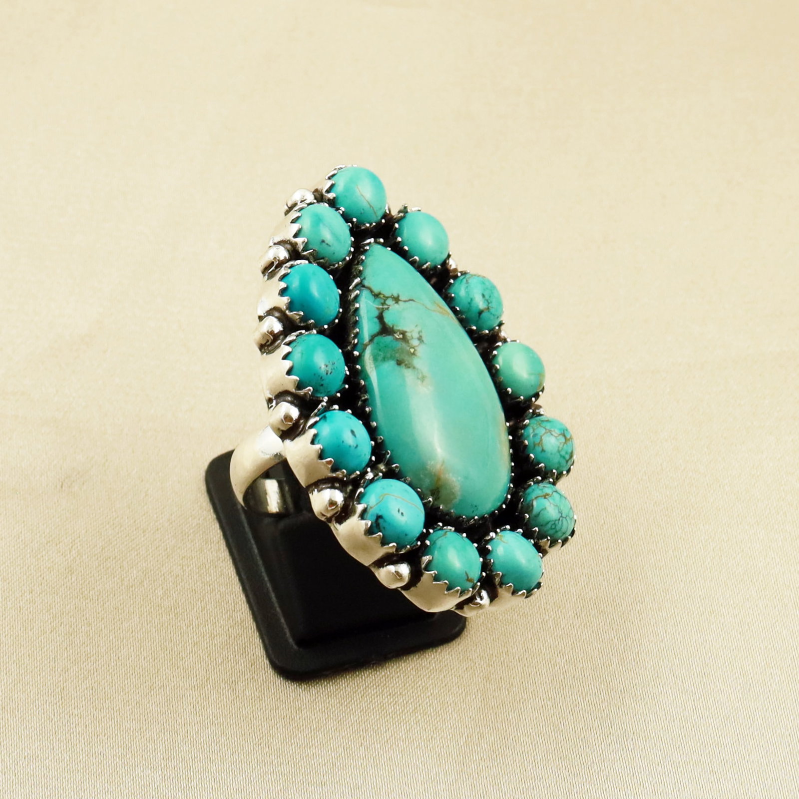 Natural Turquoise Sterling Silver Plated Handmade Ring - 7MM: Product ID: 260703122236 Product - Handmade Silver Plated Ring Metal - 92.5 Sterling Silver Plated Ring Size - 7MM Gemstone -Turquoise Gemstone Origin - Tibet Gemstone Size - 3X1.5 CM / 6MM ( 13 Stone