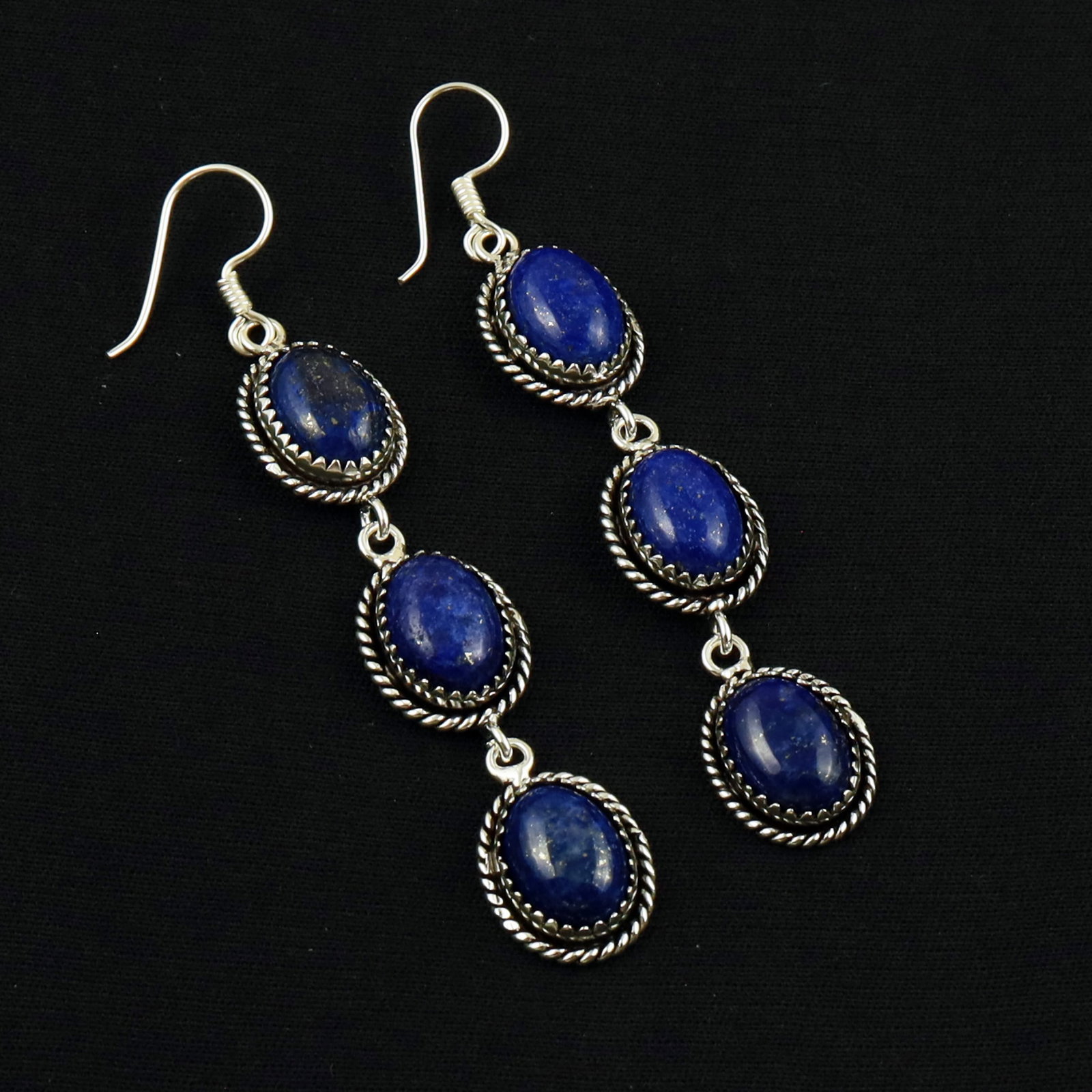 Natural Lapis Lazuli Sterling Silver Plated Handmade Stud Earring (1 of 3)