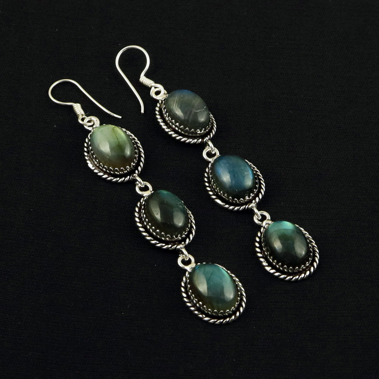 Natural Labradorite Sterling Silver Plated Handmade Stud Earring: Product ID: 260702145555 Product - Handmade Silver Plated Stud Earring Metal - 92.5 Sterling Silver Plated Earring Type - Stud Gemstone - Labradorite Gemstone Origin - Canada Gemstone Size - 10X14 MM 