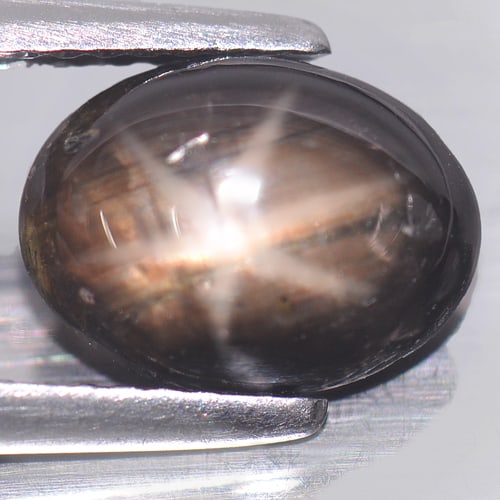 Natural Black Star Sapphire Gemstones 3.13 Ct. Oval Cabochon Shape 9.9 x 7.3 Mm. (1 of 3)
