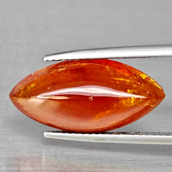 Natural Orangish Red Spessartine Garnet Gemstones 11.93 Ct. Marquise Cabochon Shape 20 x 19.8 Mm.: Product ID: 802938030 Product Name: Natural Garnet Weight: 11.93 CT. Size: 20 x 19.8 x 6.9 MM. Shape: Marquise Cabochon Color: Orangish Red Clarity:SI1 Luster: Good Gems Origin: Namibia Treatment: Unh