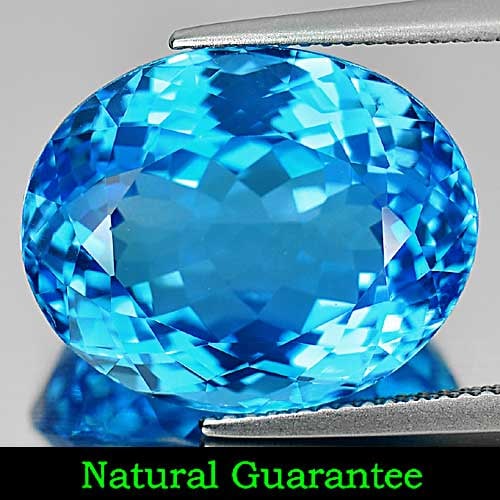 Natural Swiss Blue Topaz Gemstones 21.97 Ct. Clean Oval Shape 18.1 x 14.2 Mm.: Product ID: 807164367 Product Name: Natural Blue Topaz Weight: 21.97 CT. Size: 18.1 x 14.2 x 10.2 MM. Shape: Oval Color: Swiss Blue Clarity:IF Luster: Very Good Gems Origin: Brazil Treatment: Treated 