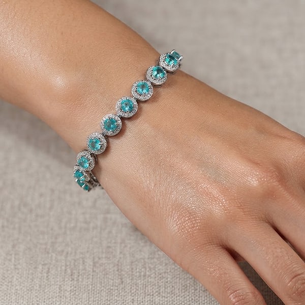 Natural Paraiba Color Apatite 952 Sterling Silver Jewelry 10.81 Grams Bracelet Length 8 Inch.: Product ID: 808500498 Product Type: 925 Sterling Silver Fine Jewelry Jewelry Weight: 10.81 Grams. Gemstones Color: Paraiba Color Metal: Solid Silver 92.5%. Gemstone Detail: Apatite At Your Service: At