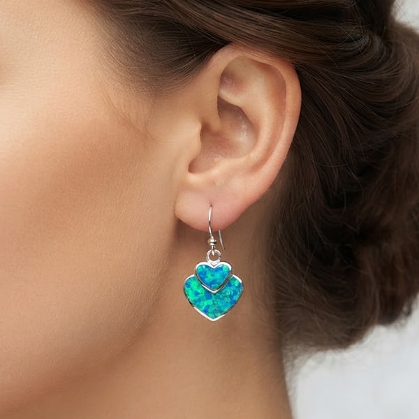 925 Sterling Silver Earrings Jewelry with Created Multi Color Blue Opal 6.50 Grams: Product ID: 280120033 Product Type: 925 Sterling Silver Fine Jewelry Jewelry Weight: 6.50 Grams. Gemstones Color: Multi-Color Metal: Solid Silver 92.5%. Gemstone Detail: Heart Created Multi Color Blue