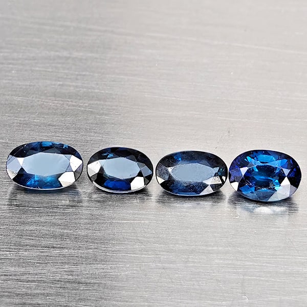 Natural Blue Sapphire Gemstones 1.15 Ct. 4 Pcs. Oval Shape and Mixed Size: Product ID: 806012382 Product Name: Natural Blue Sapphire Weight: 1.15 CT. Size: 5 x 3.3 x 2.5 to 4.5 x 3 x 2 MM. Shape: Oval Shape Color: Blue Clarity:SI1 Luster: Good Gems Origin: Madagascar Treatme