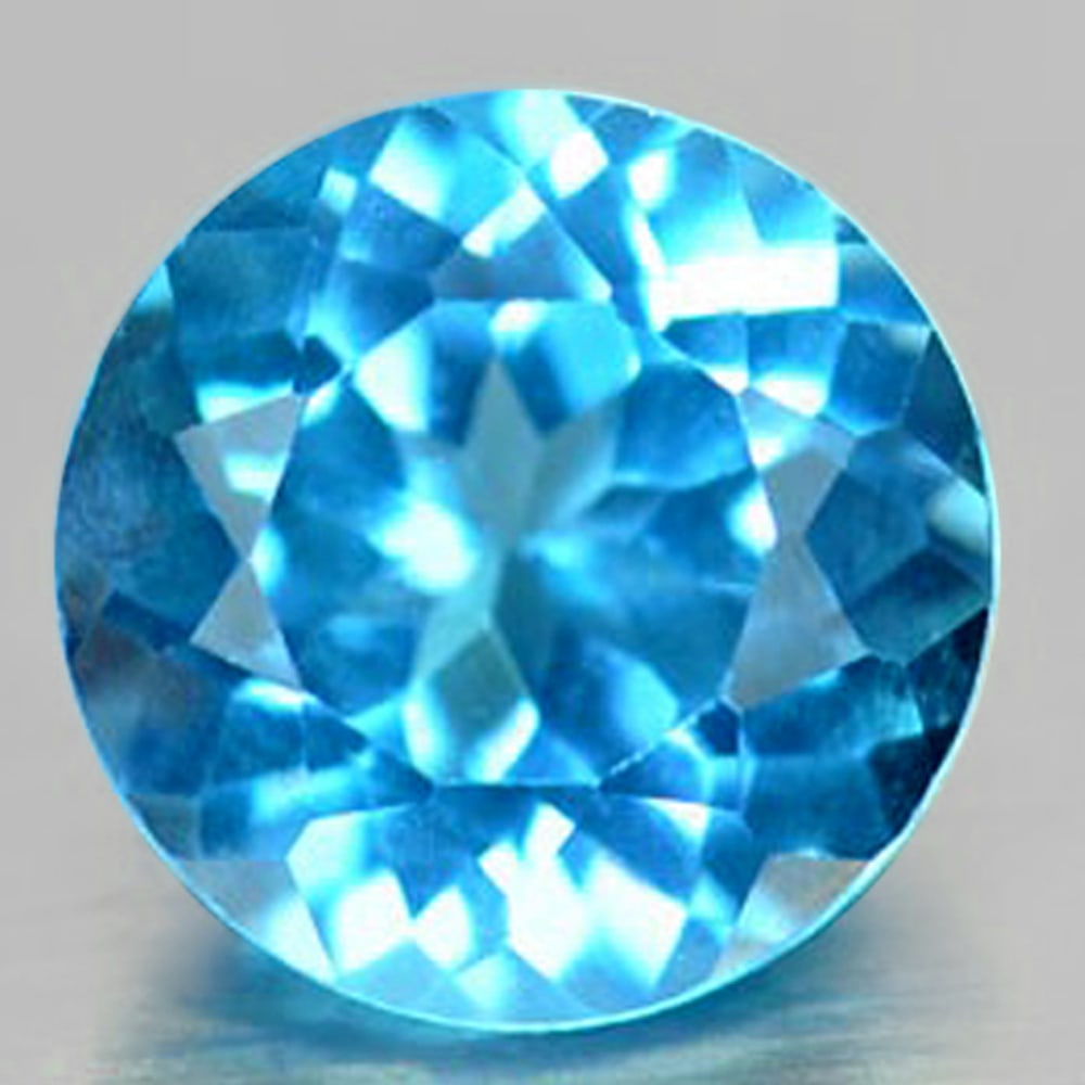 Natural Swiss Blue Topaz Gemstones 3.36 Ct. Round Shape 9.1 Mm.: Product ID: 807156264 Product Name: Natural Blue Topaz Weight: 3.36 CT. Size: 9.1 x 9.1 x 5.8 MM. Shape: Round Color: Swiss Blue Clarity:VVS Luster: Very Good Gems Origin: Brazil Treatment: Treated Cr