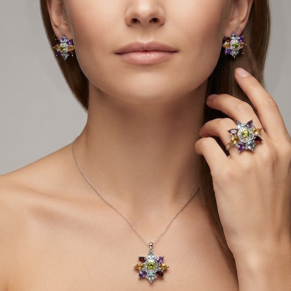 Natural Mix Gemstone Real 925 Sterling Silver Set Jewelry 13.75 Grams Ring Size 8: Product ID: 808500289 Product Type: 925 Sterling Silver Fine Jewelry Jewelry Weight: 13.75 Grams. Gemstones Color: Multi-Color Metal: Solid Silver 92.5%. Gemstone Detail: Topaz At Your Service: At Tre