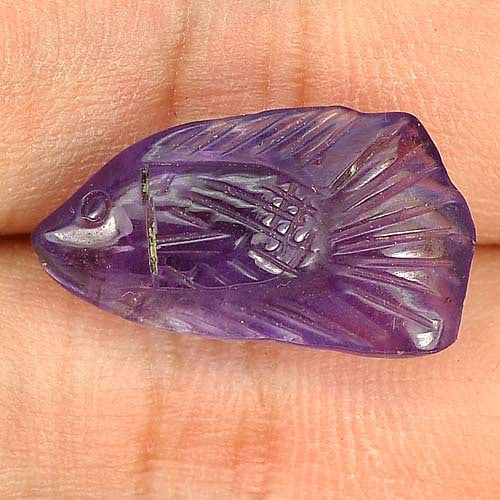 Natural Violet Amethyst Gemstones 7.30 Ct. Fish Carving Size 19 x 10.7 x 6.3 Mm.: Product ID: 810303460 Product Name: Natural Amethyst Weight: 7.30 CT. Size: 19 x 10.7 x 6.3 MM. Shape: Fish Carving Color: Violet Clarity:Semi - Transparent Luster: Good Gems Origin: Brazil Treatment: