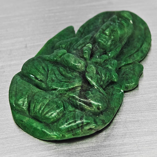Natural Green Jade Gemstones 31.45 Ct. Carving Shape 38 x 23 Mm. (1 of 3)