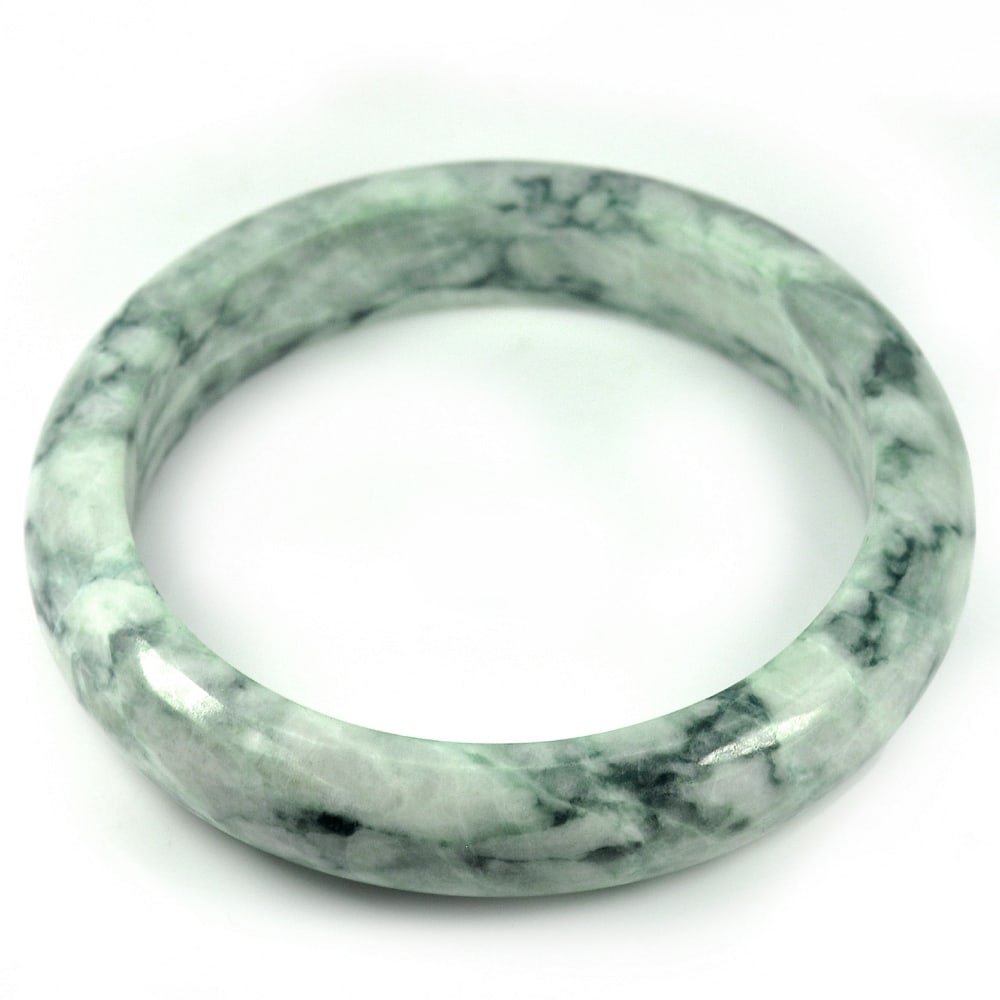 Natural Green White Jade Gemstones 361.09 Ct. Bangle Round Cabochon Shape 80 x 62 Mm. (1 of 3)