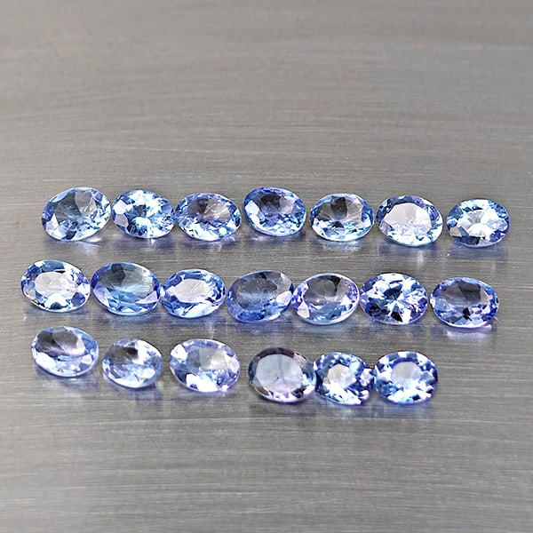 Natural Violetish Blue Tanzanite Gemstones 3.18 Ct. 20 Pcs. Oval Shape 4.1 x 3.1 Mm. (1 of 3)