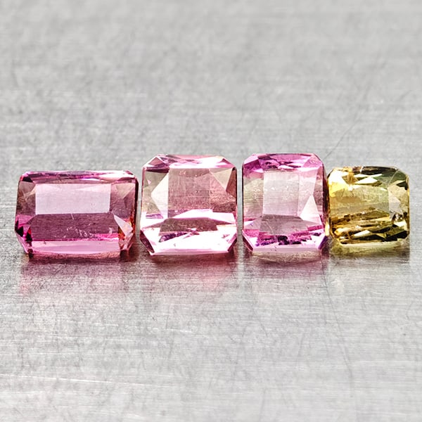 Natural Fancy Color Pink Tourmaline Gemstones 2.95 Ct. 4 Pcs. Octagon Shape and Mixed Size (1 of 3)