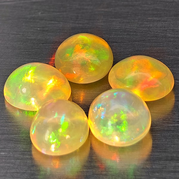 Natural Multi Color Opal Gemstones 2.02 Ct. 4 Pcs. Oval Cabochon Shape 5.5 x 4.4 Mm. (1 of 3)