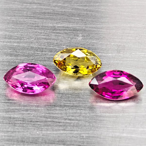Natural Fancy Color Tourmaline Gemstones 1.76 Ct. 3 Pcs. Marquise Shape 6.8 x 4.2 Mm.: Product ID: 807251225 Product Name: Natural Tourmaline Weight: 1.76 CT. Size: 6.8 x 4.2 x 3.4 MM. Shape: Marquise Shape Color: Fancy Color Clarity:SI1 Luster: Good Gems Origin: Nigeria Treatment: Unhe