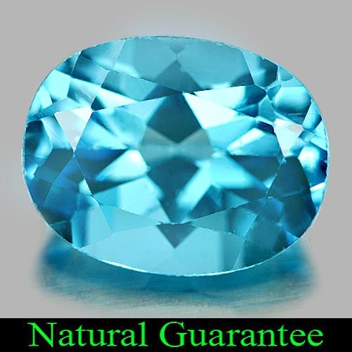 Natural Swiss Blue Topaz Gemstones 2.49 Ct. Oval Shape 9.2 x 7.1 Mm.: Product ID: 807162209 Product Name: Natural Blue Topaz Weight: 2.49 CT. Size: 9.2 x 7.1 x 5.2 MM. Shape: Oval Color: Swiss Blue Clarity:VSI Luster: Good Gems Origin: Brazil Treatment: Treated Crystal 