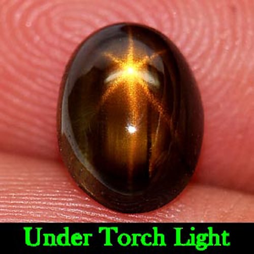 Natural Golden Star Sapphire Gemstone 6 Rays 1.88 Ct. Oval Cabochon Shape 5.95 x 7.98 Mm. (1 of 4)