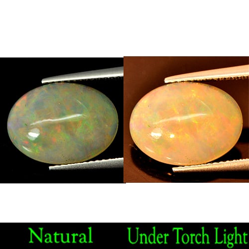 Natural Gem 3.59 Ct. Multi Color Play Of Colour Opal Oval Cabochon: Product ID: 818723837 Product Name: Natural Opal Weight: 3.59 CT. Size: 15.1 x 11.2 x 4.7 MM. Shape: Oval Cabochon Color: Multi Color Clarity:Semi - Transparent Luster: Strong Iridescent Gems Origin: 