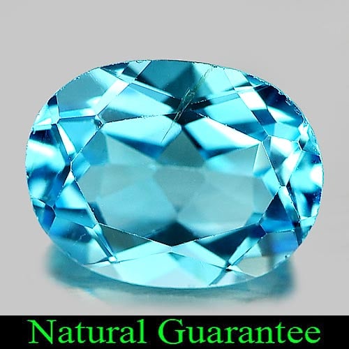 Natural Swiss Blue Topaz Gemstones 2.13 Ct. Oval Shape 9 x 7 Mm.: Product ID: 807162197 Product Name: Natural Blue Topaz Weight: 2.13 CT. Size: 9 x 7 x 4.2 MM. Shape: Oval Color: Swiss Blue Clarity:VSI Luster: Good Gems Origin: Brazil Treatment: Treated Crystal Stru